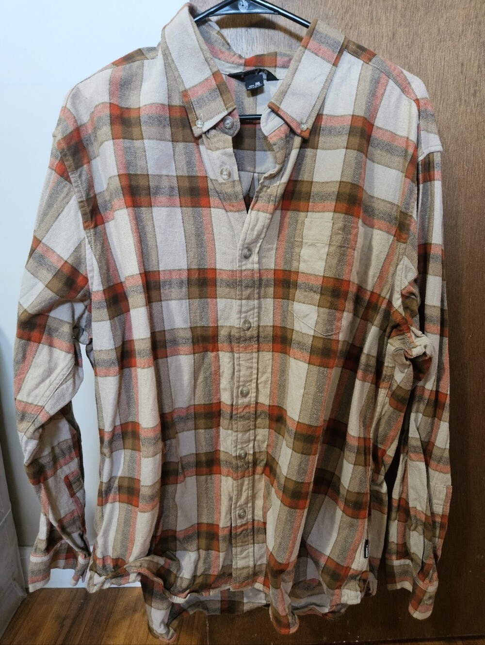 Eddie Bauer Plaid Button-Down Long Sleeve Shirt 100% Cotton Size 2XL
